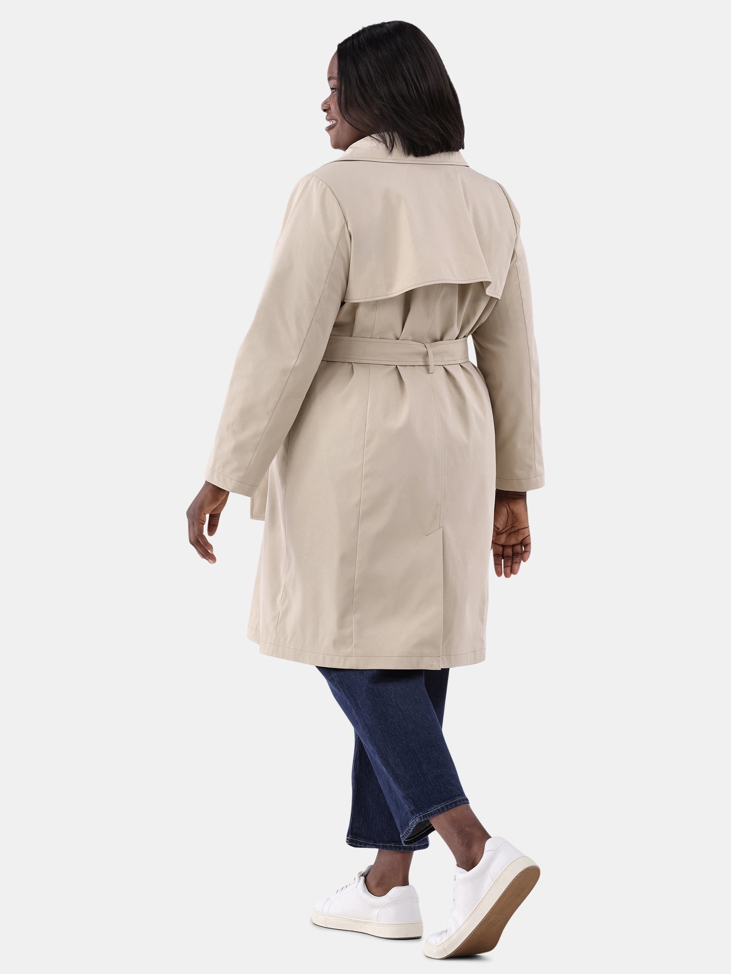 Time and Tru Double Breasted Trench Coat, Women's and Women’s Plus