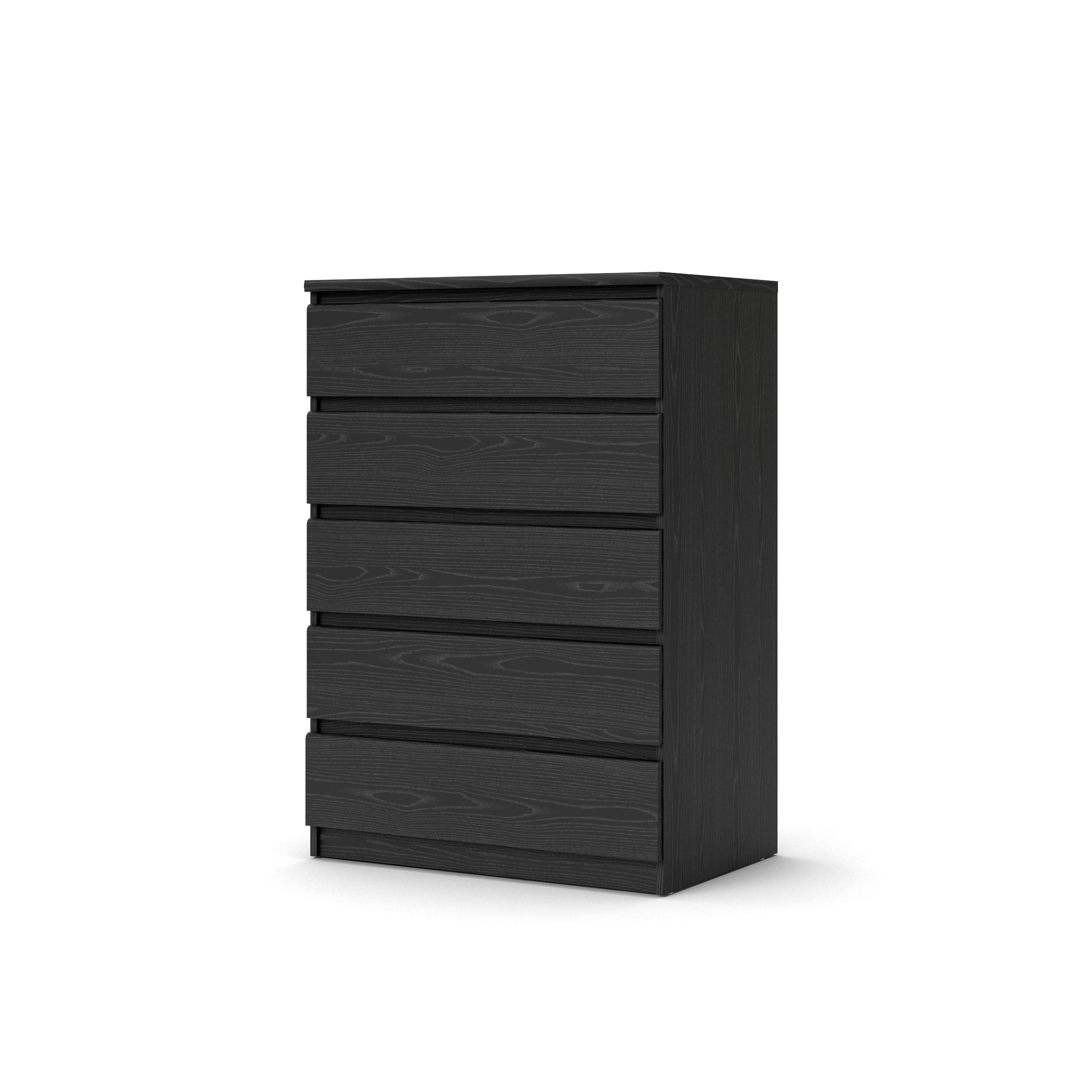 Laguna 5 Drawer Dresser Chest Black Wood Grain Bedroom Furniture 