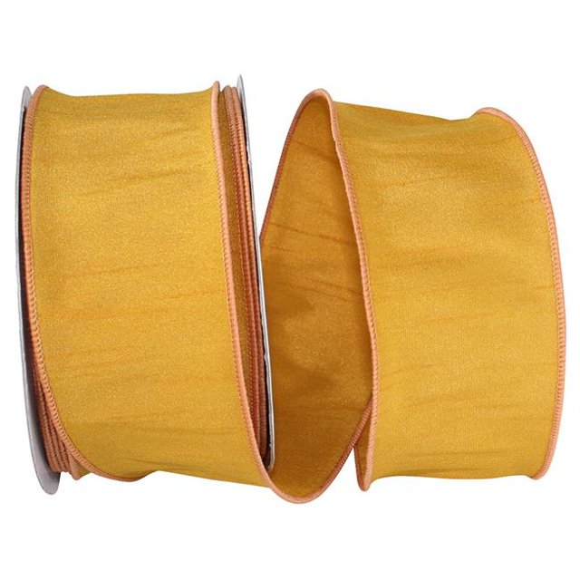Reliant Ribbon 92975W-688-40H 20.5 in. 20 Yards Dupioni Supreme Wired Edge Ribbon, Mustard