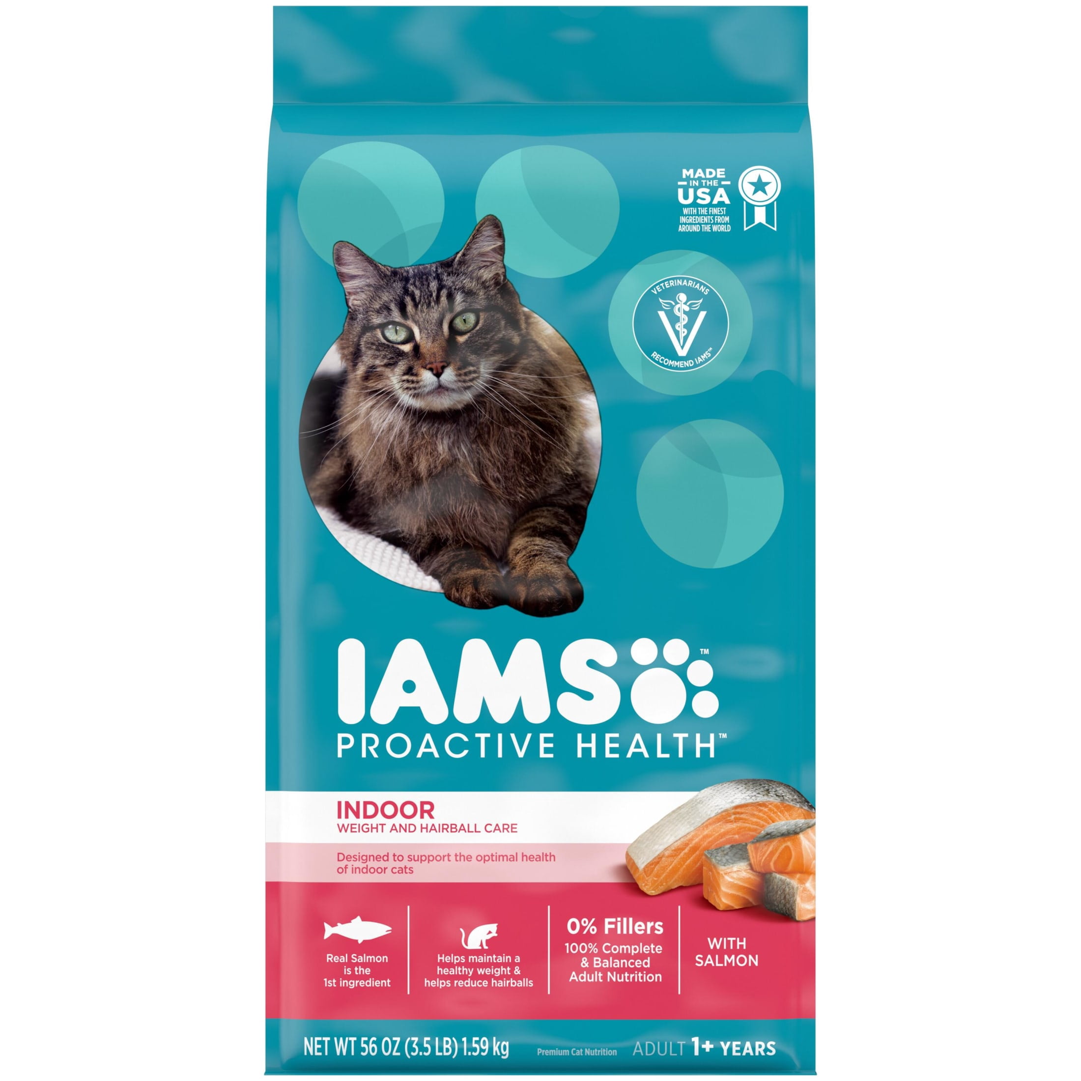 (4 pack) Iams Proactive Health Salmon Dry Cat Food, 3.5 lb Bag