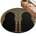 thumbnail image 2 of Round Rugs 6Ft, Boho Archway Round Area Rug Washable Indoor Throw Carpet, Vintage Ethnic Architecture Floral Symmetrical Soft Non Slip Circle Rug for Office Cabinet Home Decor Aesthetic, 2 of 8
