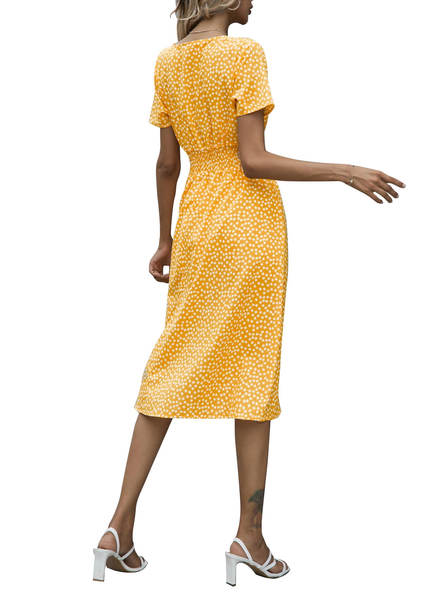 Enjiwell Women's Bohemian Polka Dot Print Elastic Draw Back