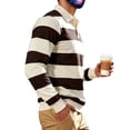 thumbnail image 6 of Umfun Men's & Big Men's Striped Rugby Shirt Long Sleeve Collared Pullover Top Casual Sporty Knit Sweater for Autumn Winter Daily Wear, 6 of 8