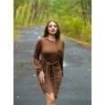 thumbnail image 2 of Weardear Women's Long Sleeve Sweater Dress 2025 Fall Crewneck Bodycon Knit Dress with Tie Waist, 2 of 5