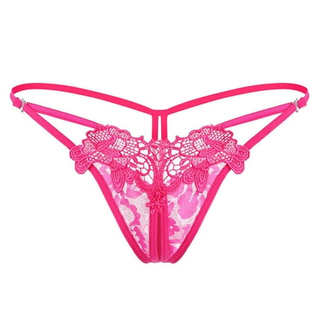 Vintage Satin Lace Panties Women Briefs Underwear Women Hollow Embroidered Panties Low Waist Sexy Thong Side Open Stretch Panties