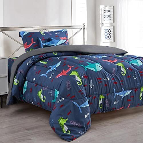 LIMITED EDITION SAILOR WHALE KIDS BOYS COMFORTER AND SHEET SET 6 PCS TWIN SIZE 