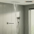thumbnail image 3 of CASAINC 3-Spray Patterns Thermostatic 16 in. Ceiling Mount Rain Dual Shower Heads with Hand-Shower in Brushed Nickel, 3 of 11
