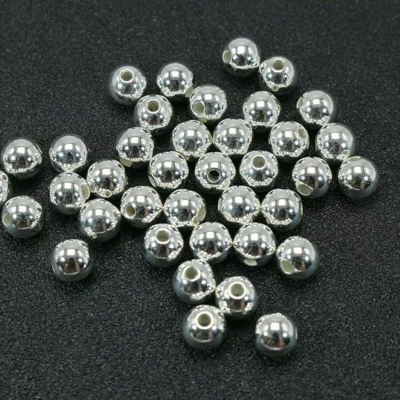 U8MO 2500 Bright Silver Metallic Acrylic Round Spacer Beads 6mm Smooth Ball Beads