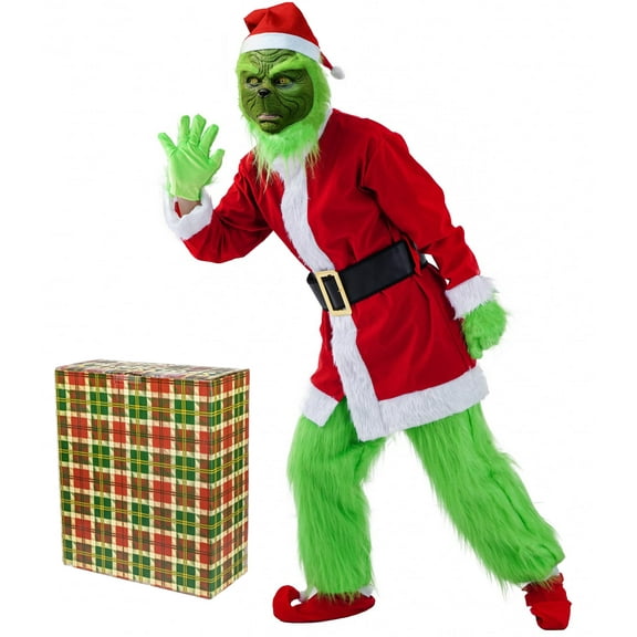 Christmas Costume for Men Adult Green Suits Outfit The Santa Claus Cosplay Costume Christmas Costumes