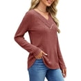 thumbnail image 4 of UVN V Neck Blouses for Women Button Long Sleeve Shirts Dressy Casual Fall Sweaters Tunic Tops, 4 of 9
