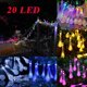 thumbnail image 1 of Xihbxyly Guirnalda de Faroles para Jardín, 20 Luces Led En Forma de Lágrima, Energía Solar, Sensor de Luz Automático, Opción de Modo Intermitente, Decoración Versátil para Exteriores, Fiestas En El J, 1 of 7