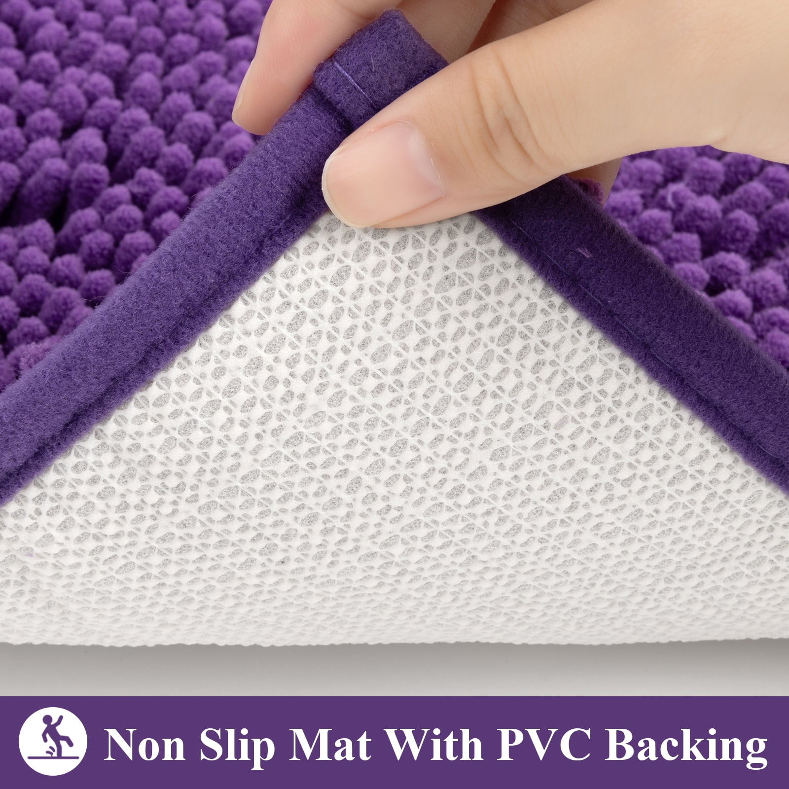 Vaukki Lavender Purple Bathroom Rug Sets 3 Piece Ultra Soft Absorbent Shaggy Bath Mat Non Slip Toilet Rug for Bathroom