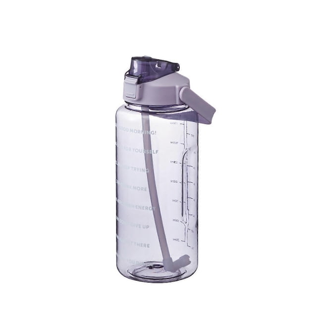 2 Liter Water Bottle with Straw Women Girls Large Sport Portable Travel Bottles (Purple)