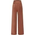thumbnail image 4 of Women's Wide Leg Pants with Pockets Loose Solid Color Sweatpants Pleated Waist Design Stretchy Comfy Casual Lounge Pants, 4 of 5