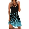 thumbnail image 1 of asdoklhq Womens Plus Size Clearance Dresses,Women Vintage Daily Summer Sleeveless Lace Up Pullover Dress Vintage Print Hollow Out V-Neck Sundress Vintage Dress, 1 of 7