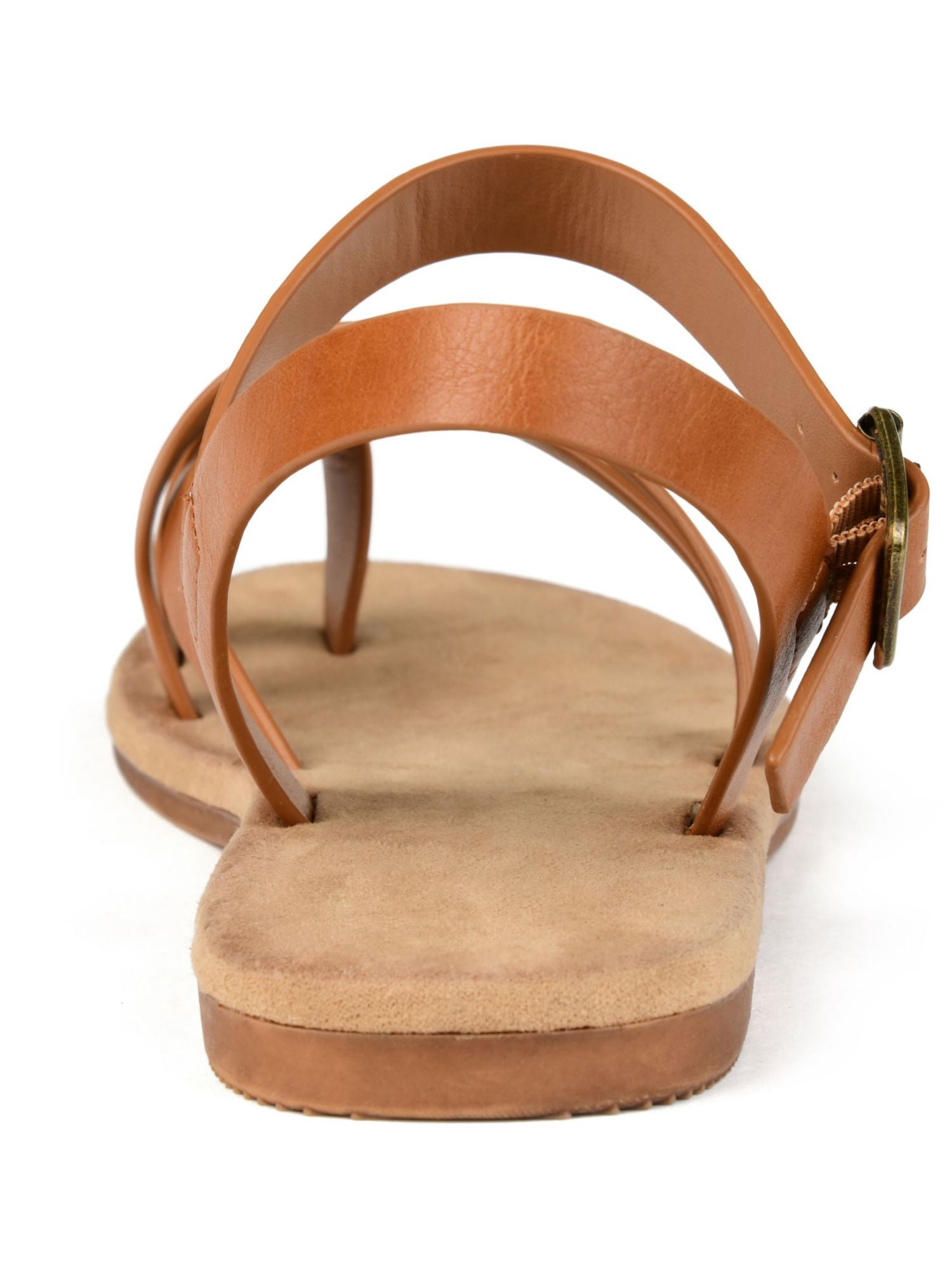 Women's Journee Collection Vasek Flat Thong Sandal Tan Faux Leather 5.5 M