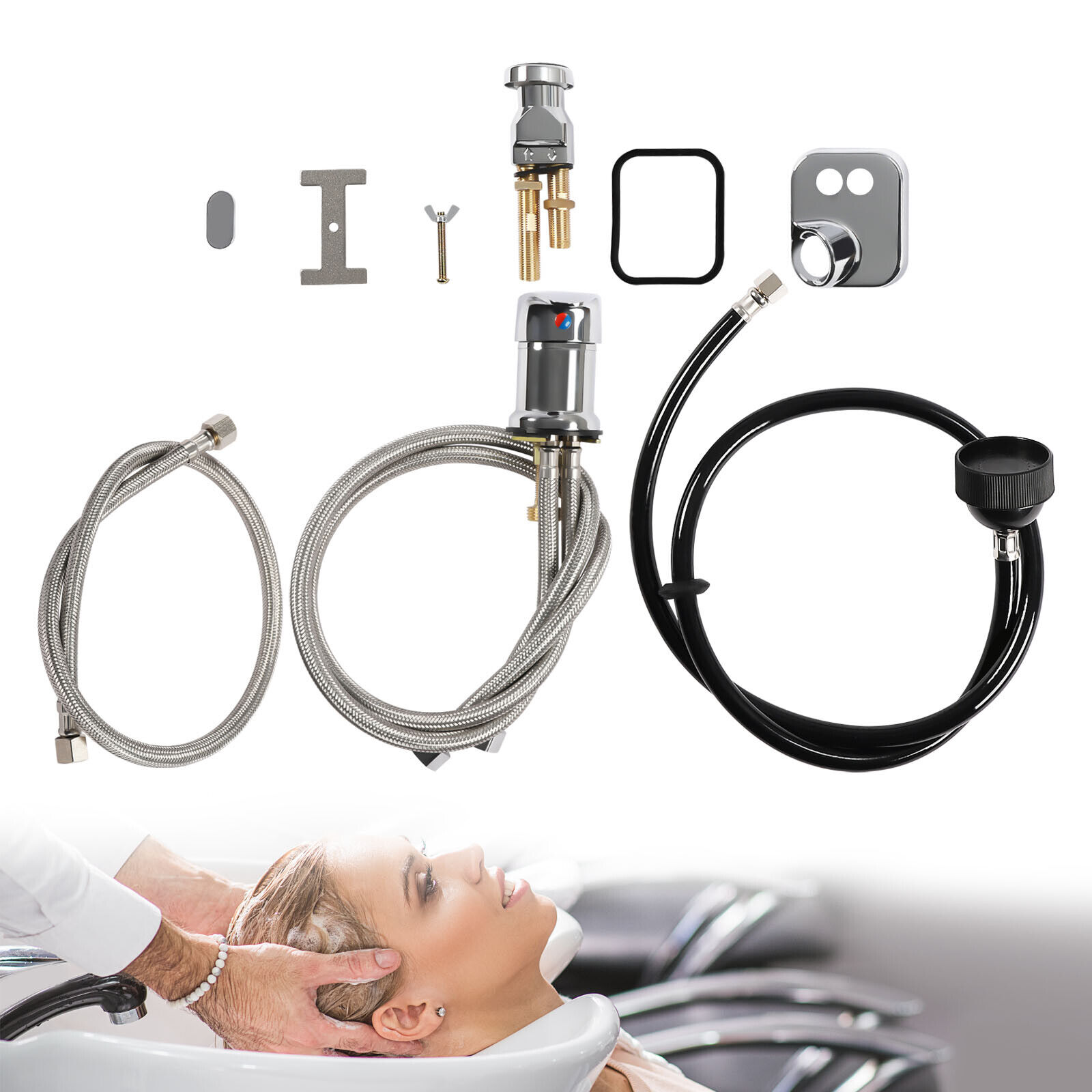 ZhdnBhnos Shampoo Bowl Faucet Kit Vacuum Breaker Sprinkler Square Base