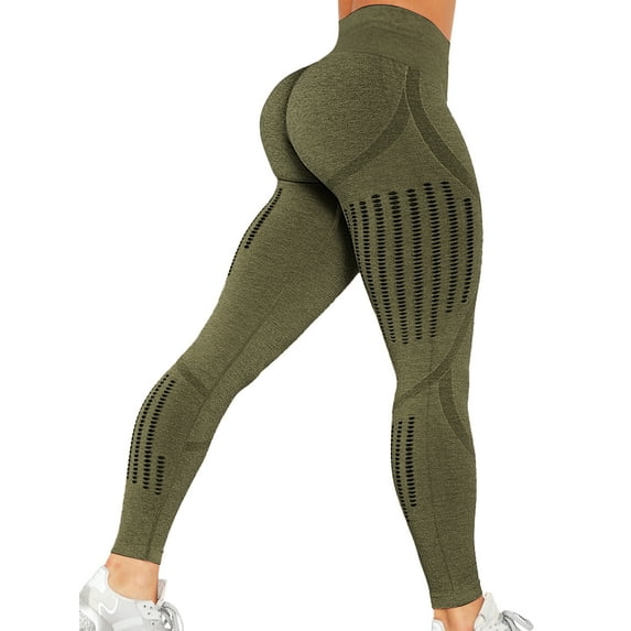 QRIC Women High Waisted Seamless Leggings Workout Butt Lift Tummy Control Stretch Yoga Pants Fitness Gym Tights