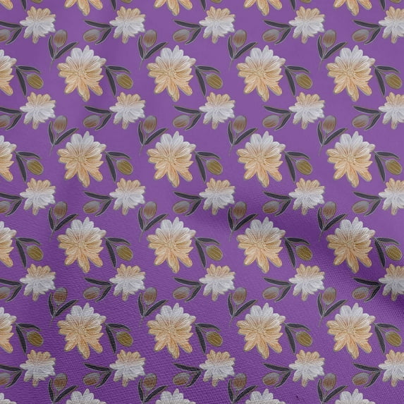 oneOone Cotton Silk Violet Fabric Leaves Quilting Supplies Print Sewing Fabric By The Yard 42 Inch Wide-aA