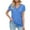 Blue, variant on Summer Fashion Plus Size Tops for Womens 2025 Casual V-Neck Sleeve Patchwork Solid Color Loose T-Shirt Top