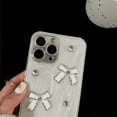 thumbnail image 2 of for iPhone Case,3D Bow ElectroPlated Sparkle Sparkly Bumper Camera Lens Protection Soft Shockproof Phone Case (White,iPhone 15 Pro Max), 2 of 5