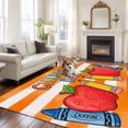 thumbnail image 2 of Children's Day Area Rugs 5'x7', Washable Small Throw Rugs for Laundry Room Playroom, Cartoon Pencil Watercolor Orange Striped Indoor Outdoor Rug Non-Slip Low Pile Carpet Runner Reversible Floor Mats, 2 of 8