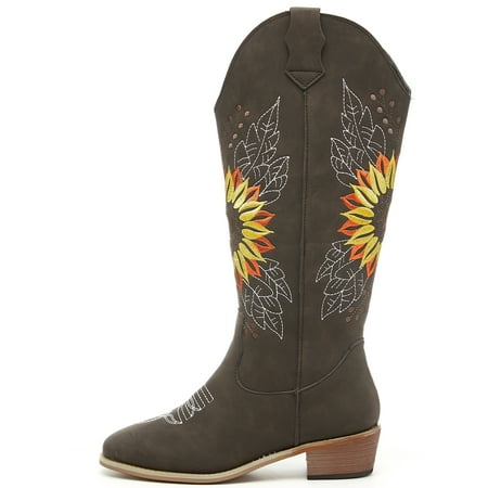 

Crocowalk Ladies Wide Calf Western Cowgirl Cowboy Boots