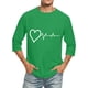 thumbnail image 5 of Camisas de Lino para Hombres Impresión Cuello Redondo Casual 3/4 Manga Blusa, Mezcla de Lino de Algodón para Primavera Verano Ocio Y Tops Diarios, 5 of 7