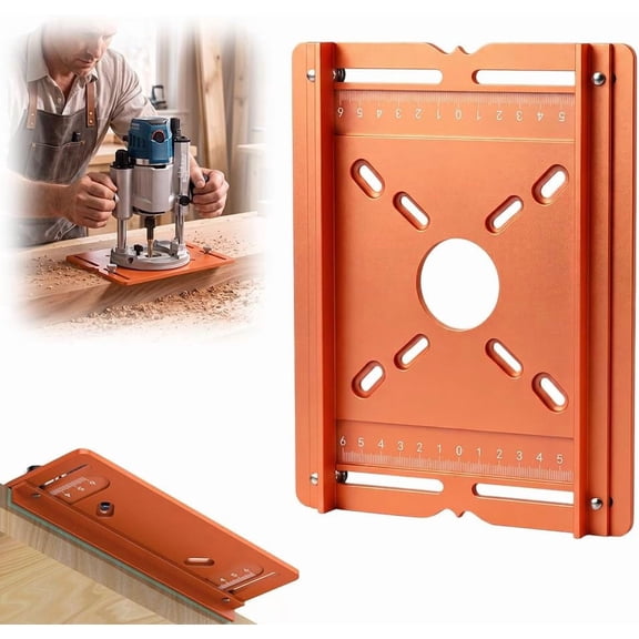 Aluminum Alloy Wood Router Slotting Bracket Guide Tool, Adjustable Jig,Precision Groove Cutting Locator, Dual-Scale Positioning, Multi-Hole Mounting for Straight Routing and Woodworking Projects