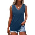 thumbnail image 2 of Plebaso Tank Tops for Women V Neck Summer Sleeveless Shirts Casual Beach Vacation Tunic Tank Tees, 2 of 7