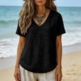 thumbnail image 5 of Women's Linen Short Sleeve Top Casual Loose Fit Blouse, 5 of 6
