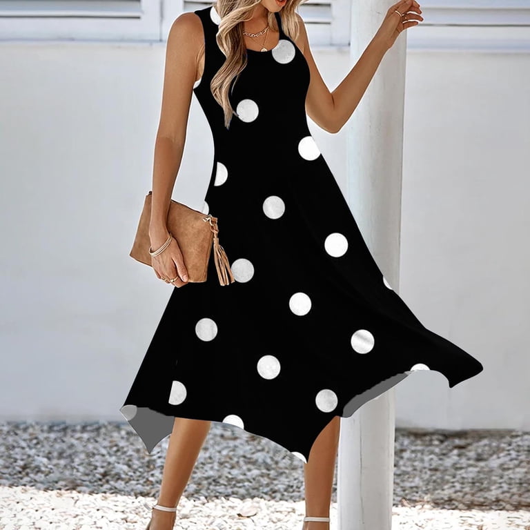 navy blue dress for baby girl Off The Shoulder Tie Detail Asymmetric Mini Dress In Black Polka Dot | EGO  US main image 1