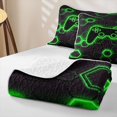 thumbnail image 4 of Homewish Green Glowing Hexagon Twin Quilt Set,Neon Gaming Controller Twin Coverlet Set,2pcs, 4 of 7