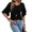 Black, variant on Womens Graphic T Shirts Summer Solid Color V Neck Tee With Double Layer Flared Mid Sleeves Loose Fit Tshirts Tops