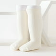 thumbnail image 5 of Toddler Baby Knitted Socks Infant Medium Tube Socks Solid Color Ribbed Knit Knee High Socks Seamless Stockings, 5 of 6
