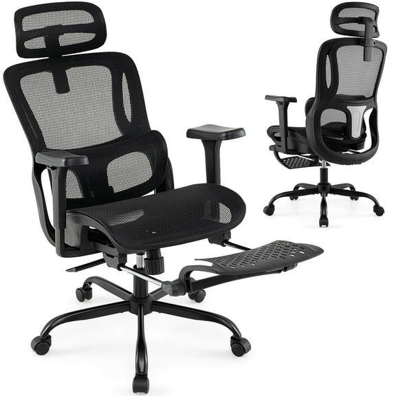 Costway Ergonomic Office Chair with Rotating Headrest & Adjustable Lumbar Support