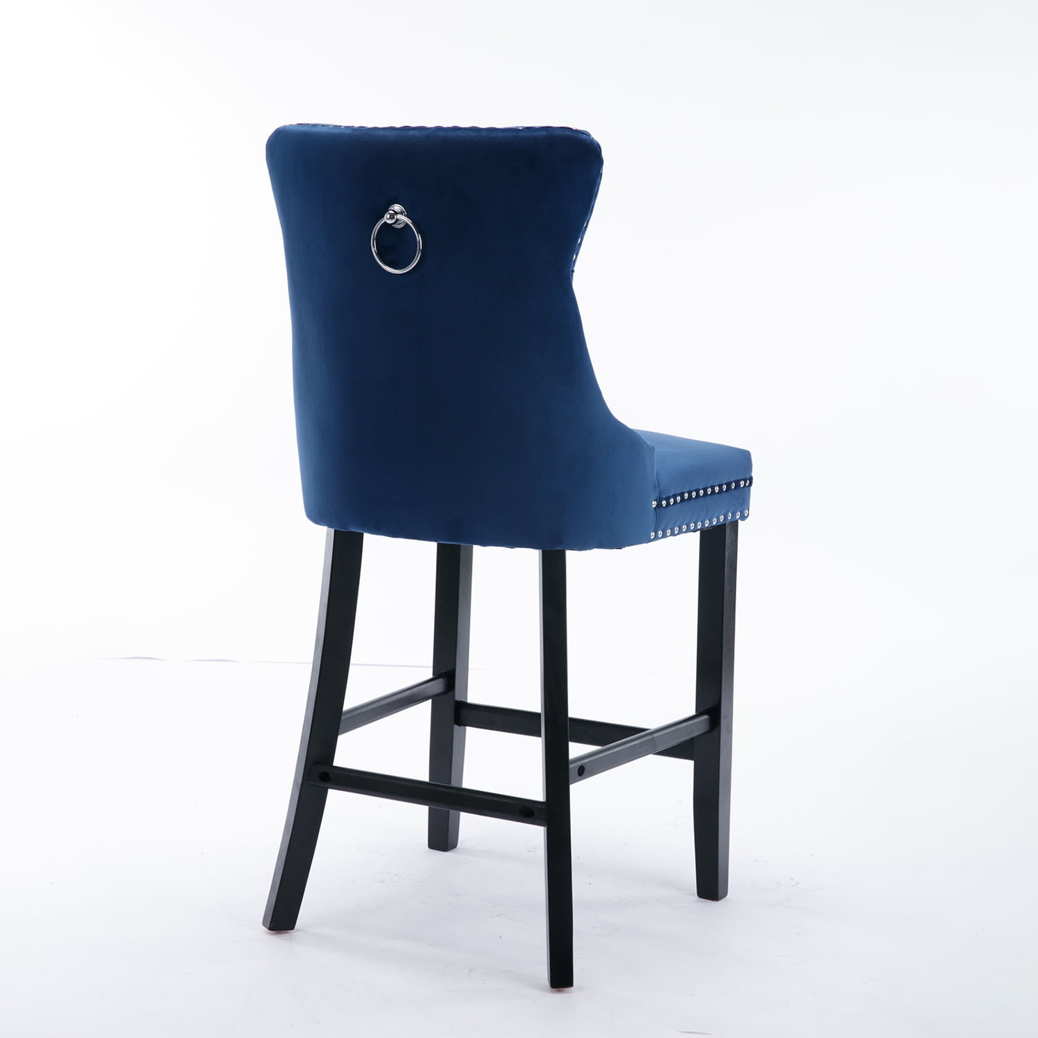 Demi Bonn 40" Counter Height Bar Stools Set of 2, Velvet Upholstered Barstools with Back, Kitchen Island Countertop Chairs for Dining Room, Blue