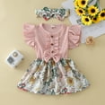 thumbnail image 2 of Yindaity Outfit Baby Girl Romper Dress My First Easter Fly Sleeve Flower Dress Cute Baby Summer Clothes Baby Girl Summer Clothes (Pink,0 Months), 2 of 6