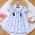 thumbnail image 2 of Vedolay Girl Dresses Toddler Girl Summer Fall Floral Dress Baby Girls Sundress Girls Casual Clothes Dress for Kids Little Girls Clothes,Blue 4-5 Years, 2 of 5