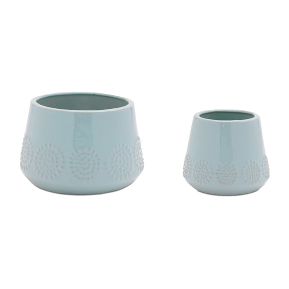 Melrose Round Tapered Starburst Ceramic Planter - 7.5" - Set of 2