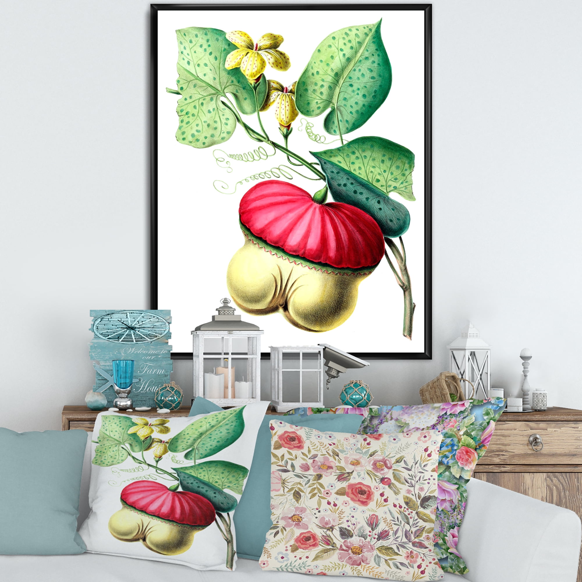 Designart 'American Vintage Flowers I' Traditional Framed Canvas Wall Art Print