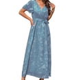 thumbnail image 2 of B91xZ Robes Formelles pour Femmes Printemps Été Col en V Profond Élégante Robe Mini Nœud Papillon, Bleu G, 2 of 4