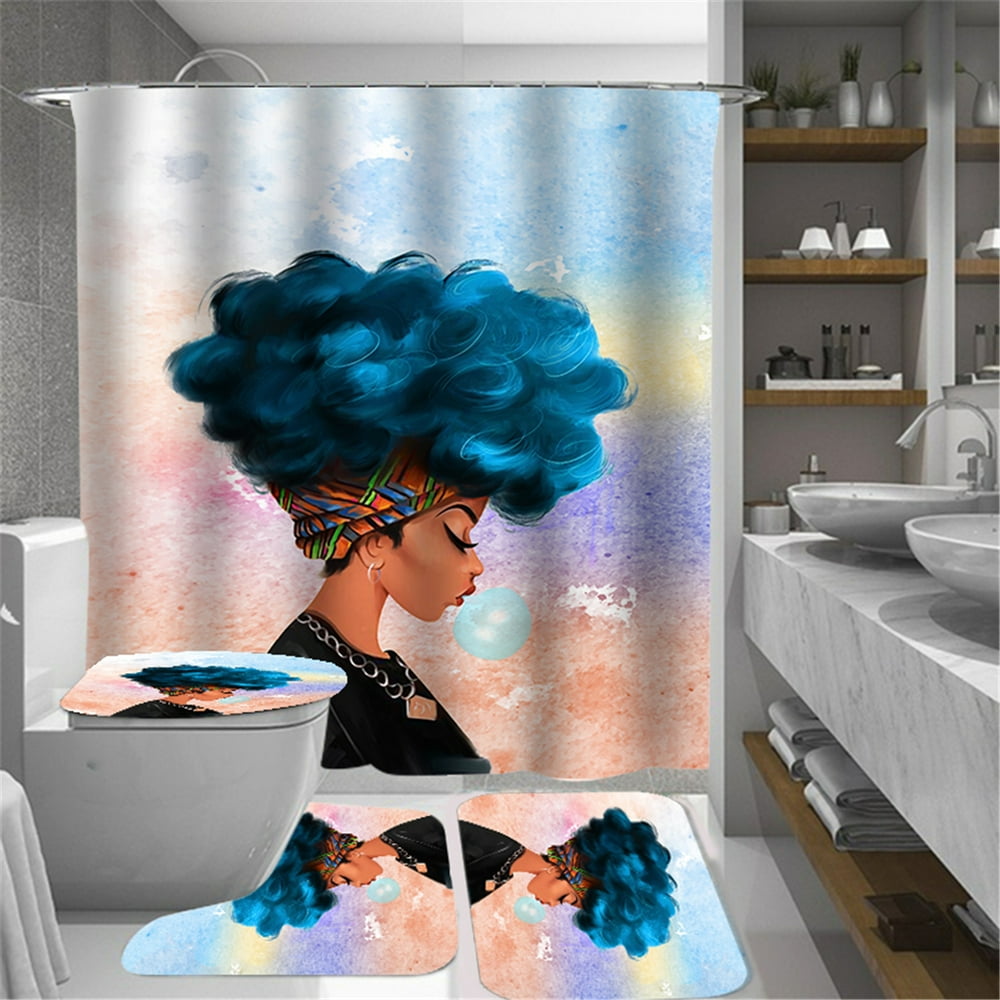 Beautiful Girl Shower Curtain Afro African American Woman Lady Shower