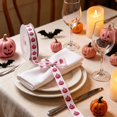 thumbnail image 5 of Pink Pumpkin Face Halloween Ribbon, White Base Plastic Ribbon for Gift Wrapping, Halloween Party Gift Wrap DIY Decor, Suitable for Goodie Bag, Scrapbooking, Card Making, 5 of 5