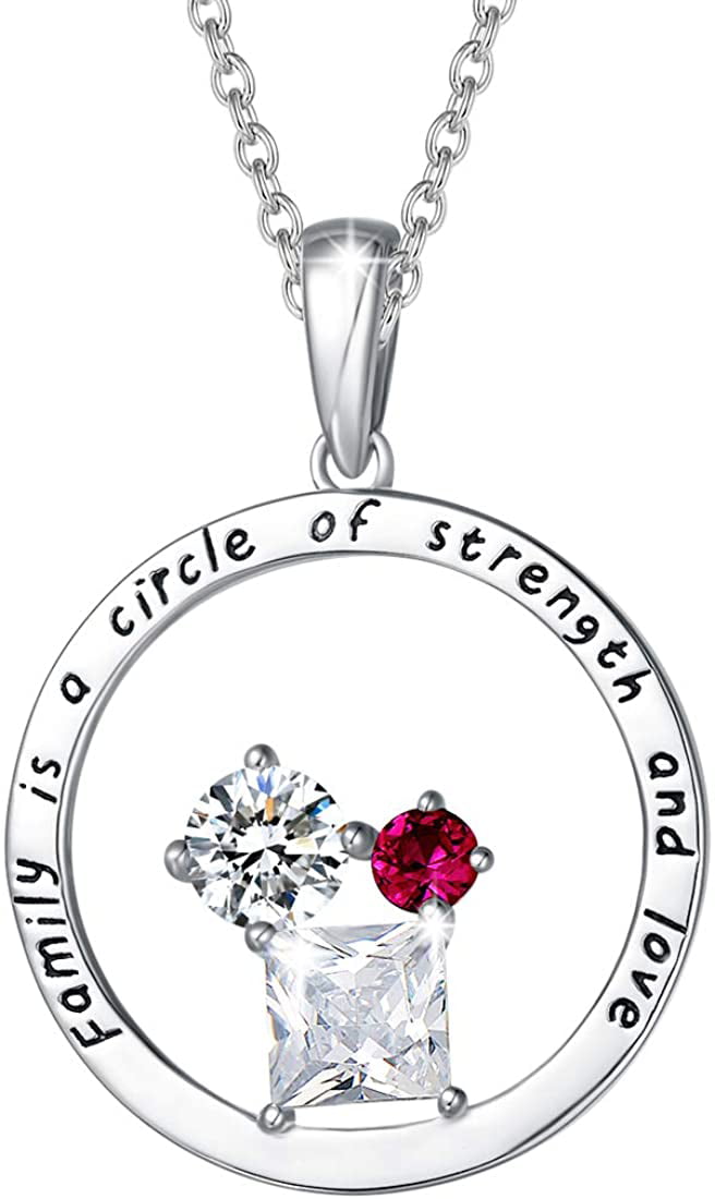 Cubic Zirconia 925 Sterling Silver CZ Love Hearts Circle Pendant 