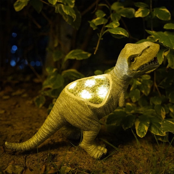 Solar Dinosaur Garden Statue Resin Outdoor Decor Glowing LED Night Light Triassic Figurine Weatherproof for Patio Lawn Backyard Gift 10.2 Inch
