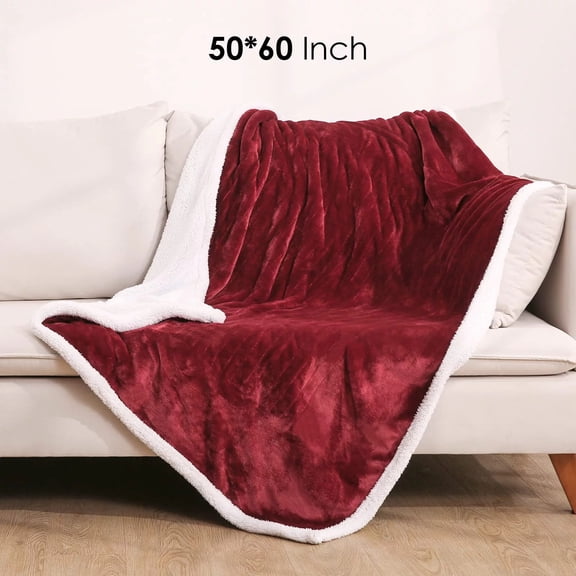 Gasky Heated Blanket with 4 heating Levels and 3H Auto-off, 50" x 60" Flannel and Sherpa Reversible Electric Throw, Machine Washable, Red White