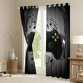 thumbnail image 3 of Games Curtains Black Grey Headphones Musical Notes Gamepad Window Curtain Video Game Room Decor Cool Retro Playing Gamer Windows Drapes Gaming Controller Curtains 52"Wx63"L,2 Panels, 3 of 6