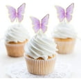 Set of 66 Pack Purple Gold Cupcake Toppers Mixed Size&Colour 3D