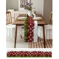 thumbnail image 3 of Red Christmas Burlap-Cotton Table Runner 70 Inches Long,Green Pine Branch Snowflake Winter Farmhouse Table Runners,Outdoor Dining Tablecloths Decor for Baby Shower Party Wedding 13x70, 3 of 9